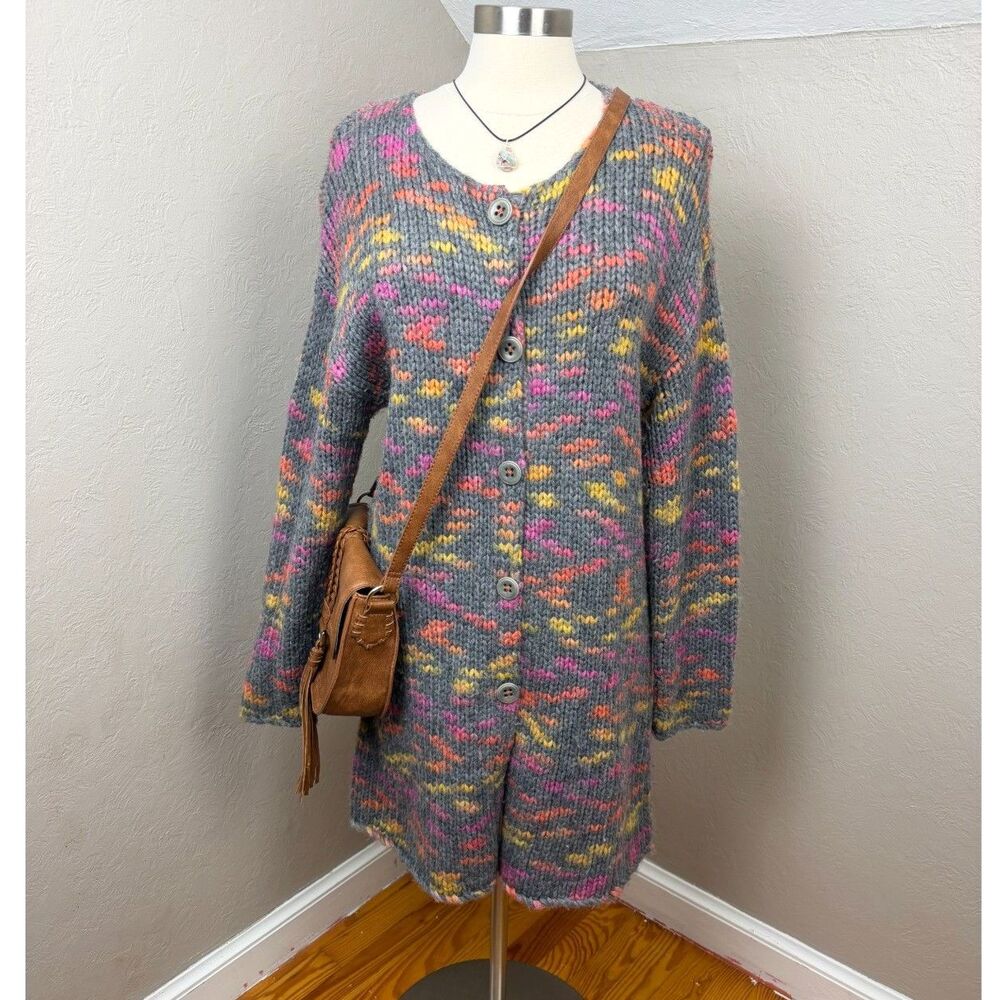 Sundance | Gray Multicolor Fair Isle Cardigan Sweater Size Medium